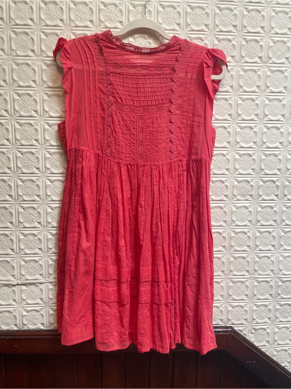 Free People Sleeveless coral Pintuck Boho Dress